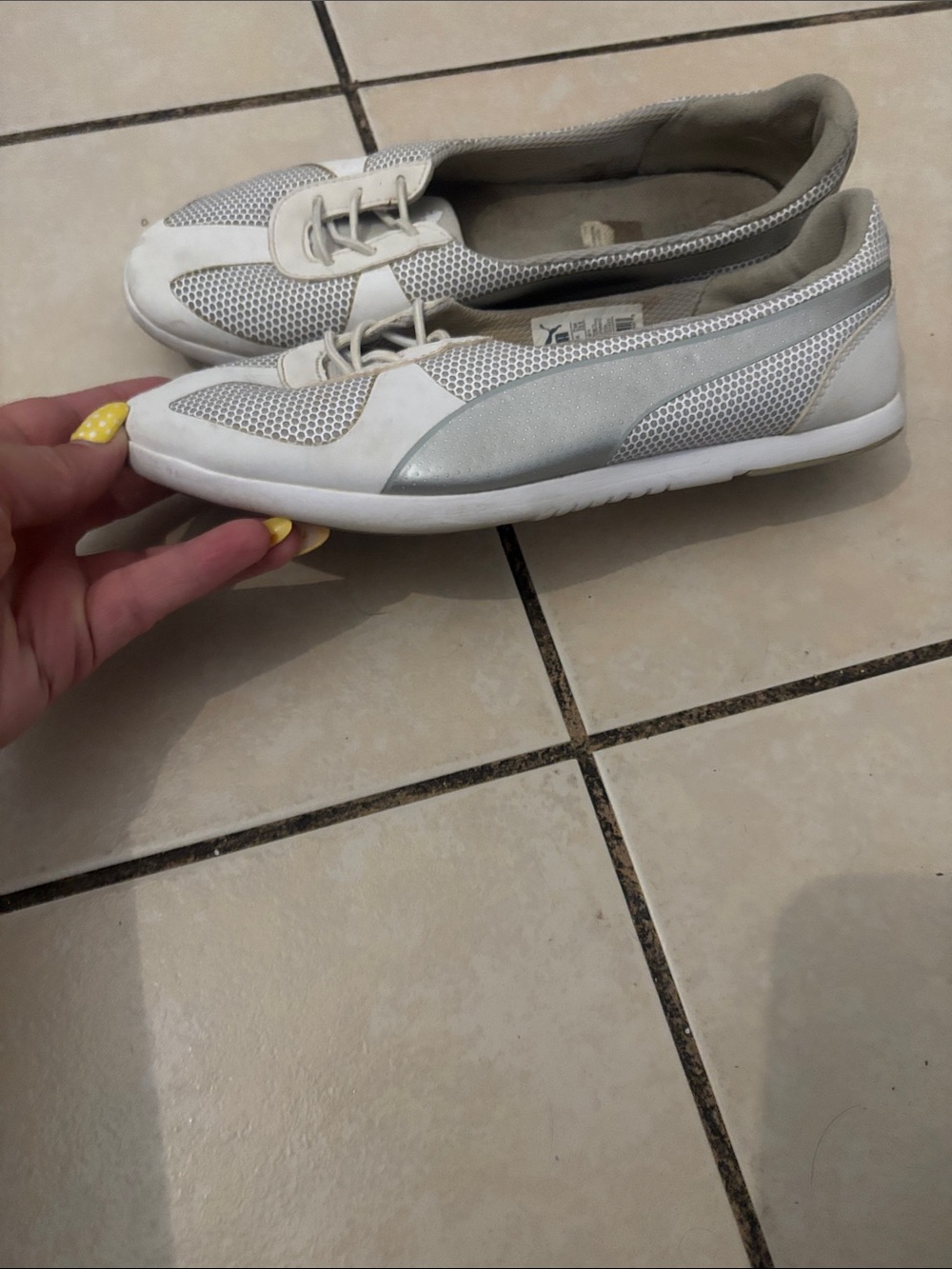 Puma Women's Slip-On Sneakers in White & Silver